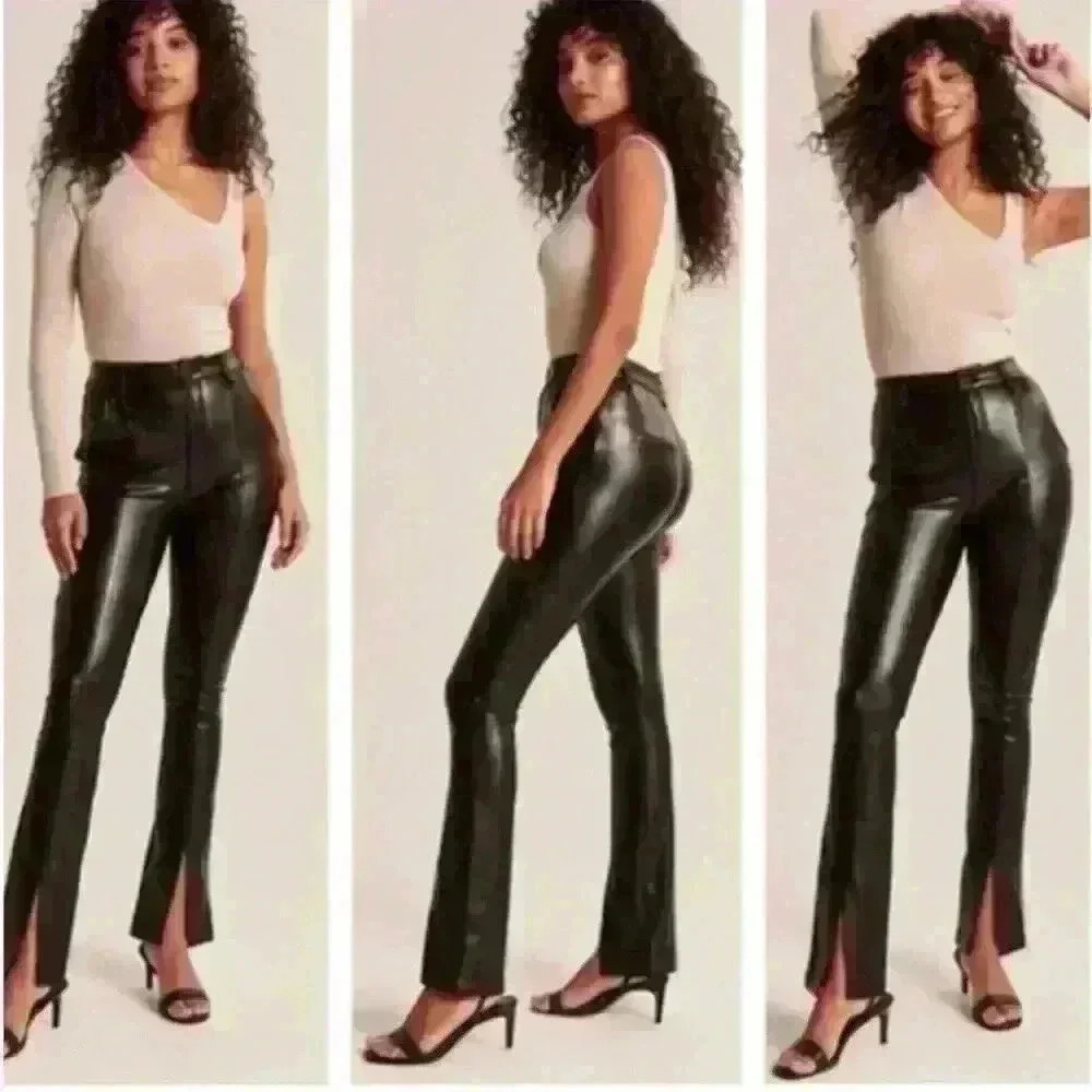 Abercrombie & Fitch womens skinny ultra high-rise size 31 faux leather pants - Picture 4 of 5